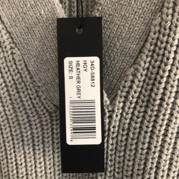 Bobi Black Los Angeles Sweater Distressed Heather Grey Collared V-neck Small - Picture 7 of 10